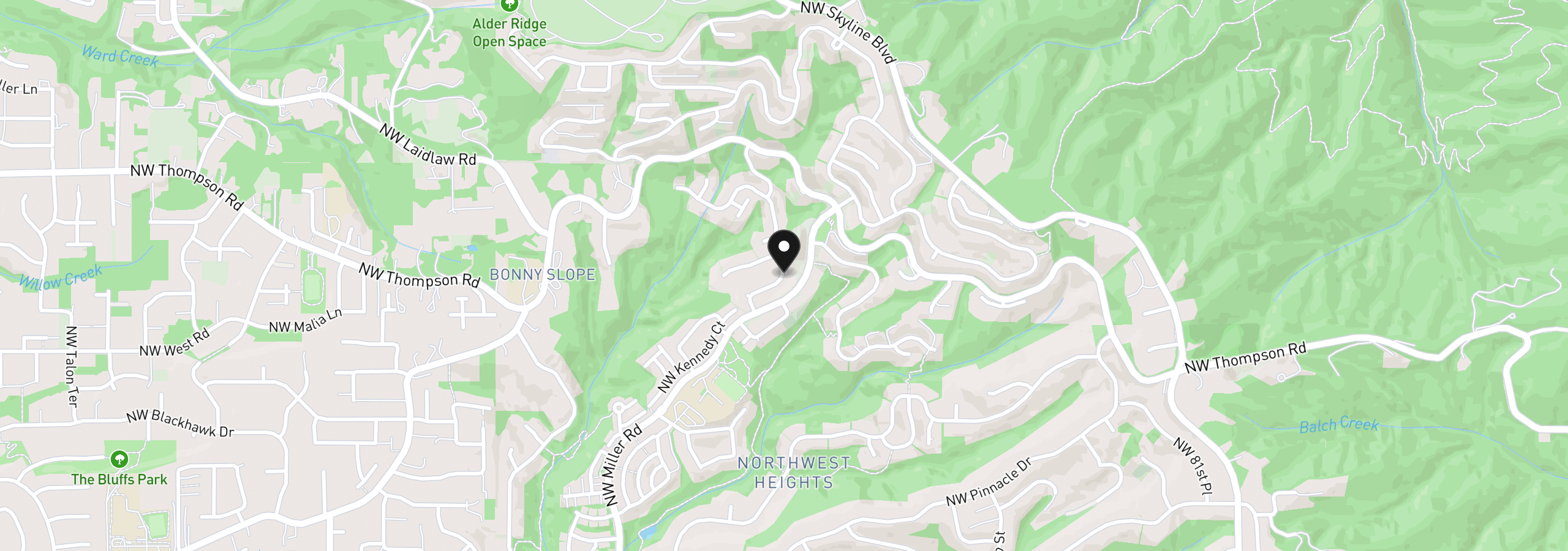 Map showing the location of 3134 NW Spencer St, Portland, OR 97229