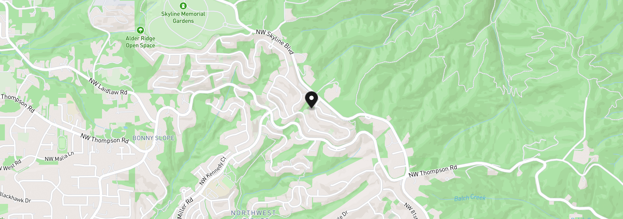 Map showing the location of 3010 NW Chapin Dr, Portland, OR 97229