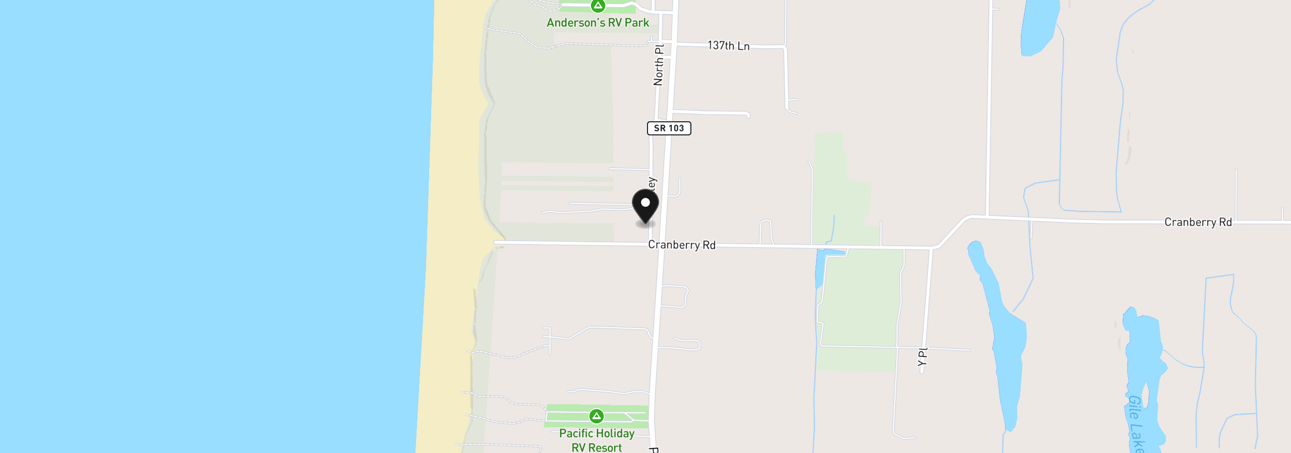 Map showing the location of 12905 N Alley, Long Beach, Wa 98631