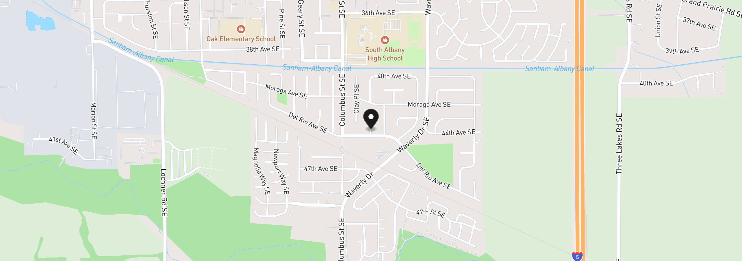 Map showing the location of 4435 Knotty Pine Ct, Sweet Home, OR 97386
