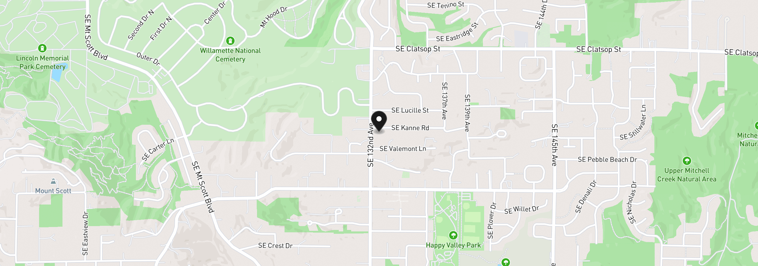 Map showing the location of 13306 SE Kanne Rd, Happy Valley, OR 97086
