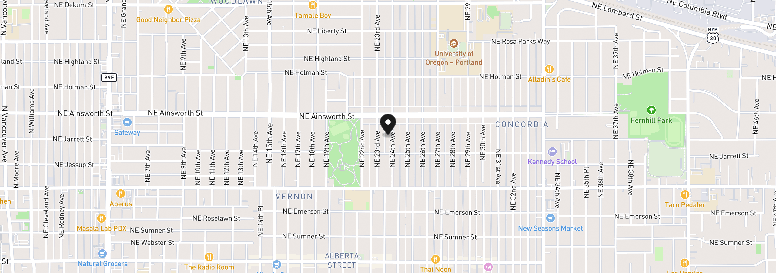 Map showing the location of 5857 NE 24th Ave, Portland, OR 97211