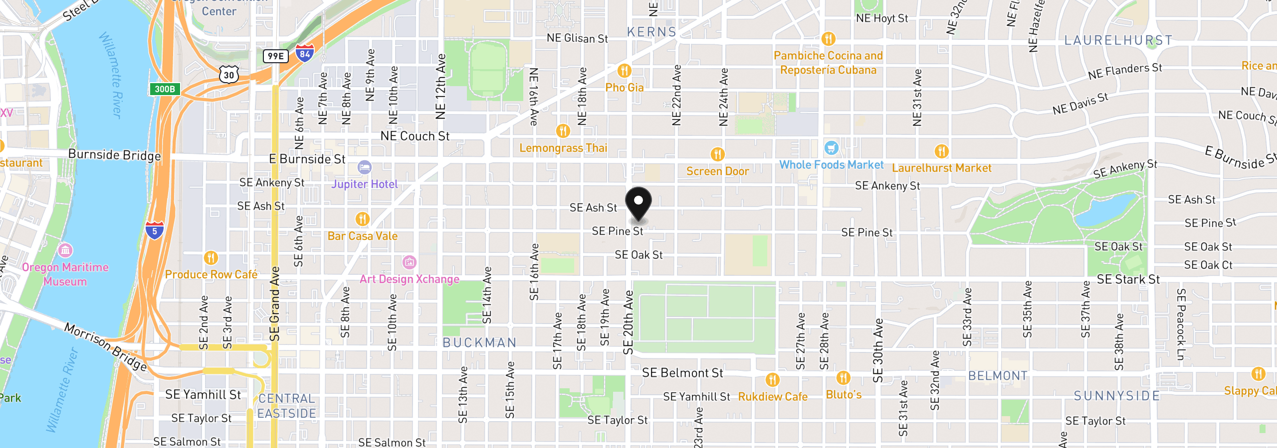 Map showing the location of 2015 SE Pine St, Portland, OR 97214
