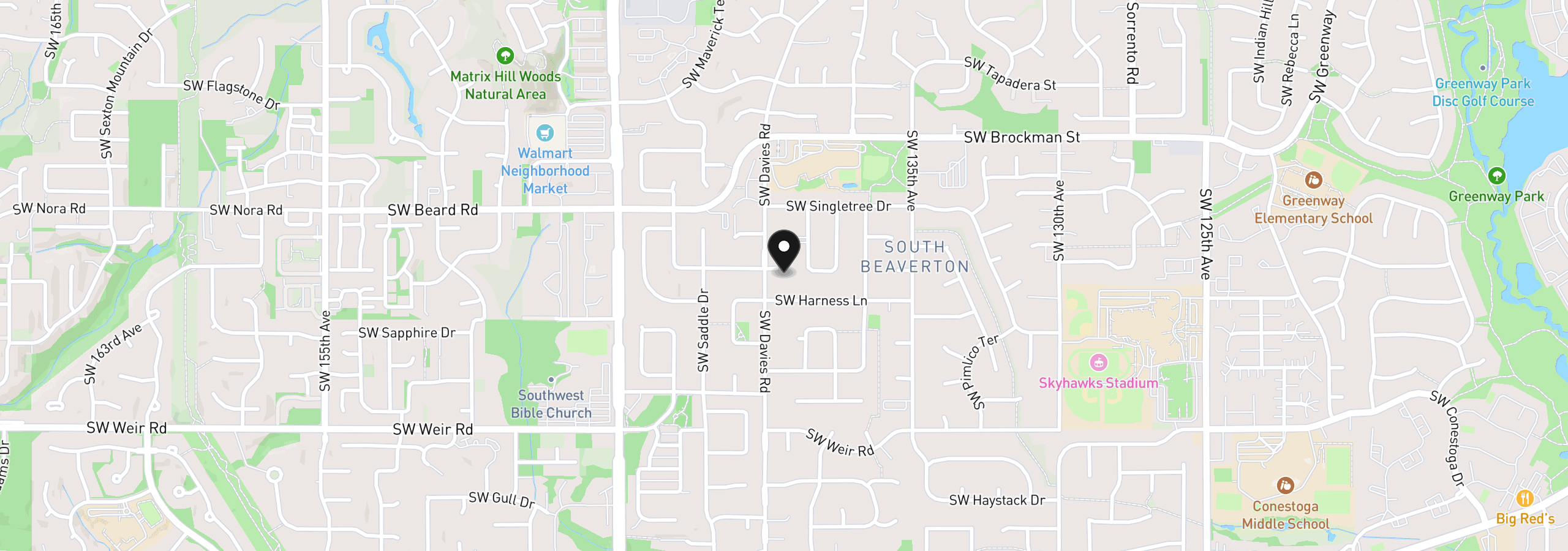 Map showing the location of 9480 SW Stallion Ct, Beaverton, OR 97008