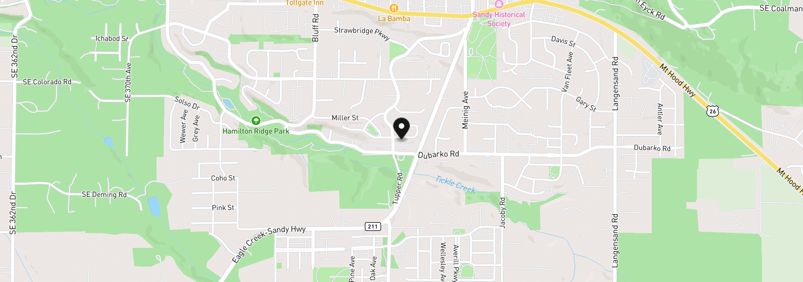 Map showing the location of 38766 Barlow Pkwy, Sandy, OR 97055