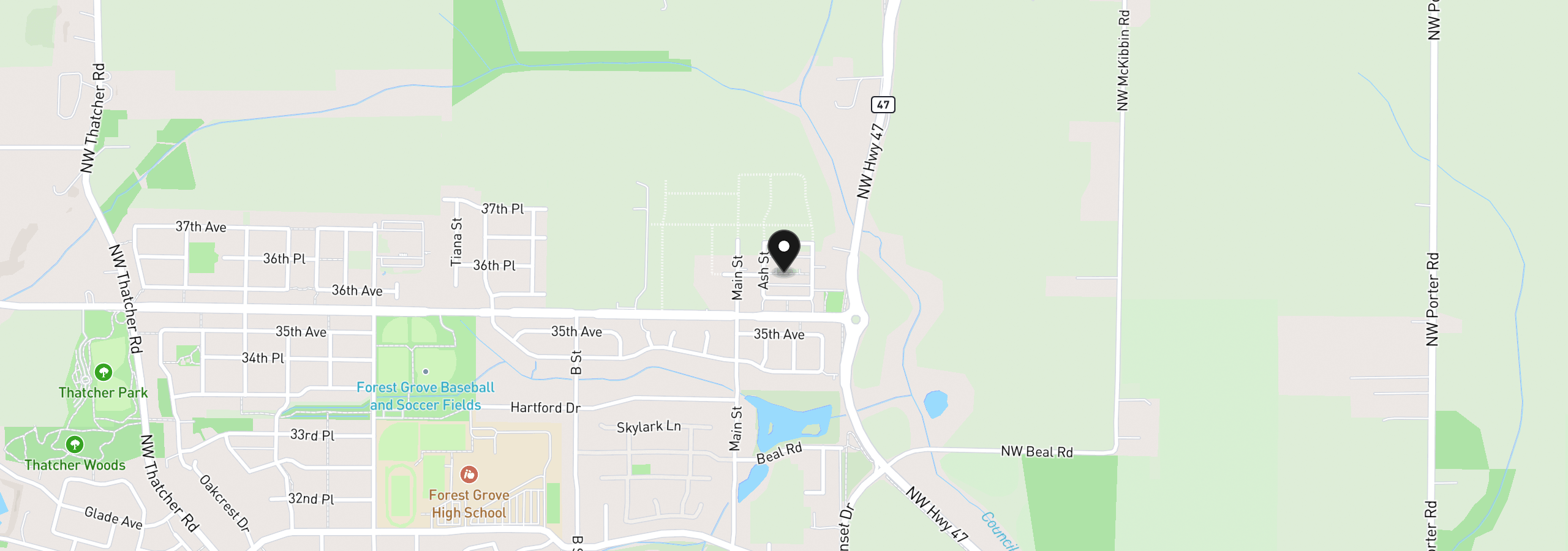 Map showing the location of 2123 Colby Ln Lot 74, Forest Grove, OR 97116