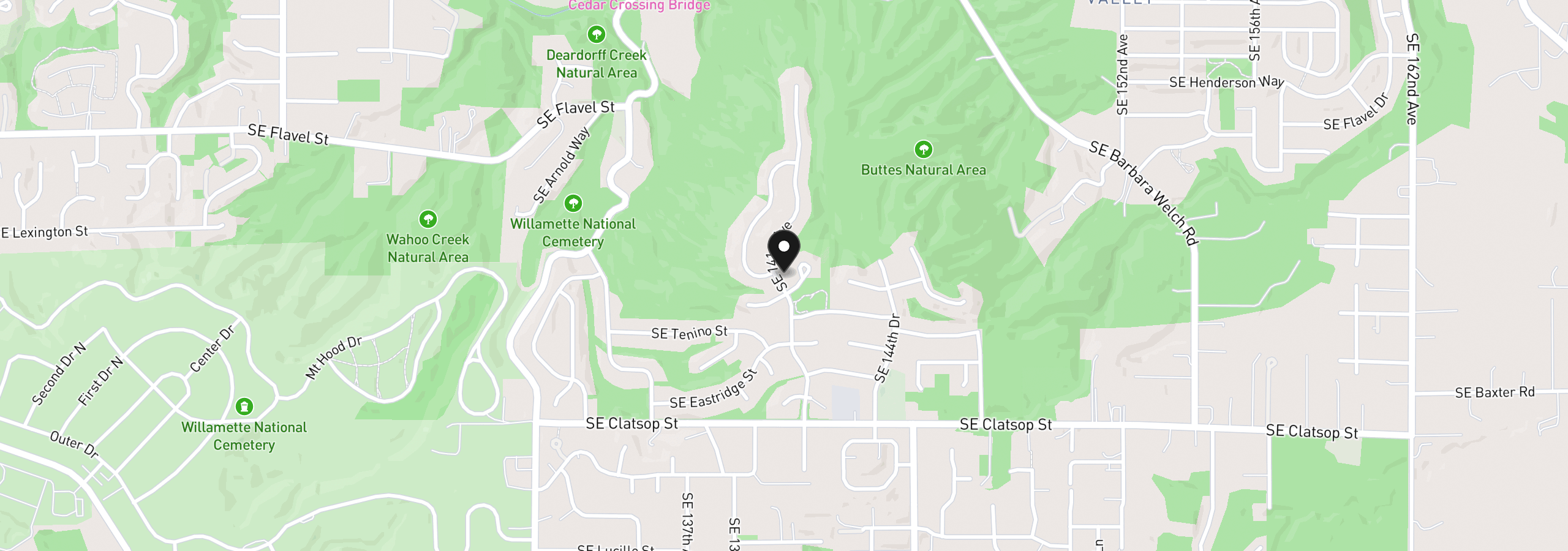 Map showing the location of 8056 SE 141st Ave, Portland, OR 97236