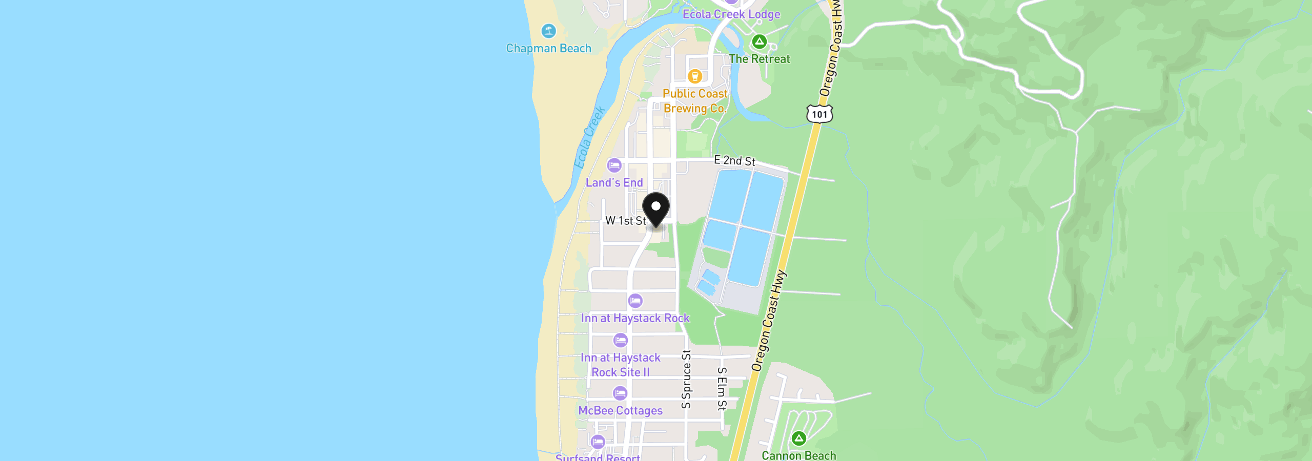 Map showing the location of 123 S Hemlock St 204, Cannon Beach, OR 97110