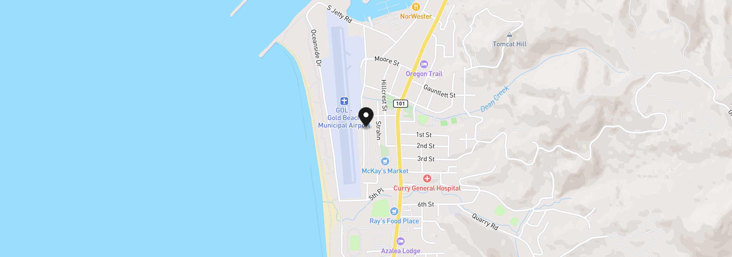 Map showing the location of 94120 Strahan St 11, Gold Beach, OR 97444