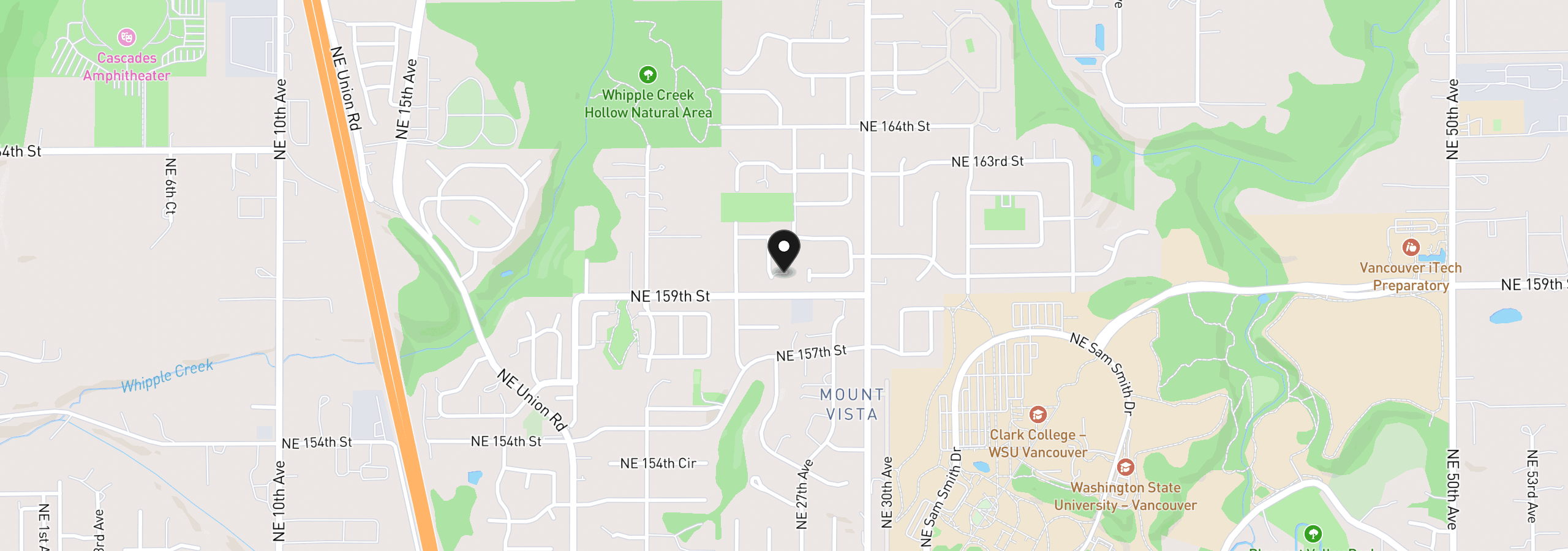 Map showing the location of 16001 NE 26th Ct, Ridgefield, Wa 98642
