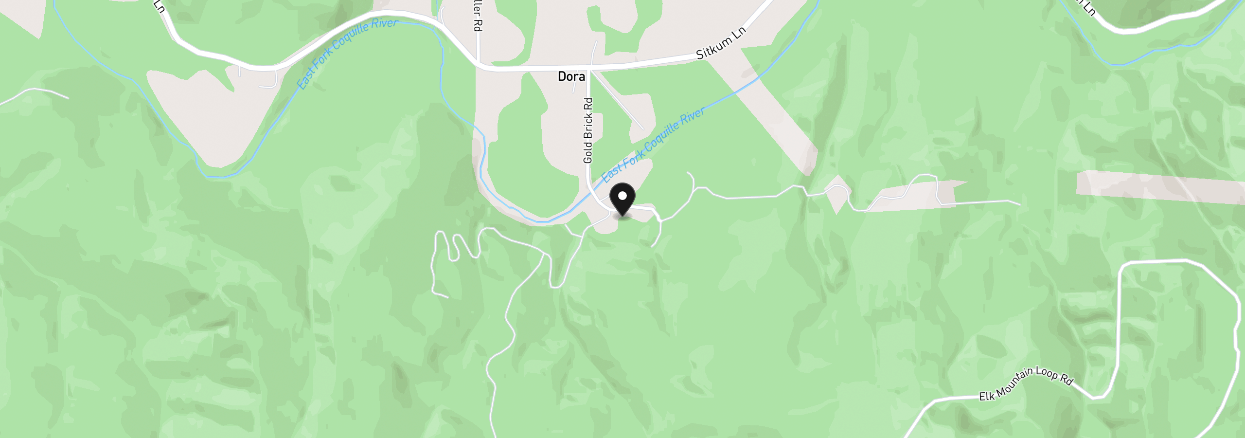 Map showing the location of 56010 Goldbrick Rd, Myrtle Point, OR 97458