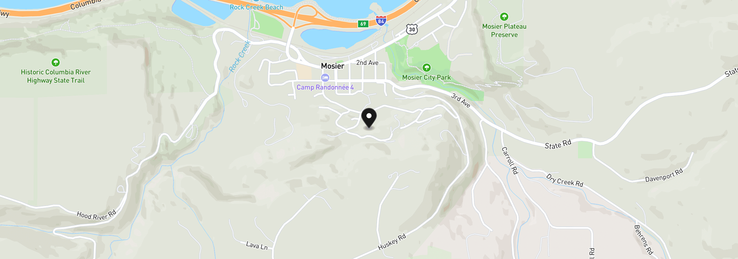 Map showing the location of Coyote Ct Lot#43, Mosier, OR 97040