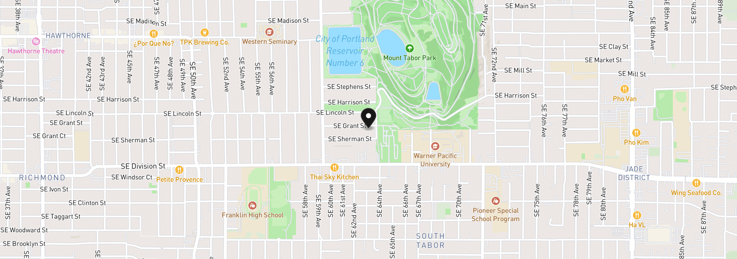 Map showing the location of 6310 SE Grant St, Portland, OR 97215