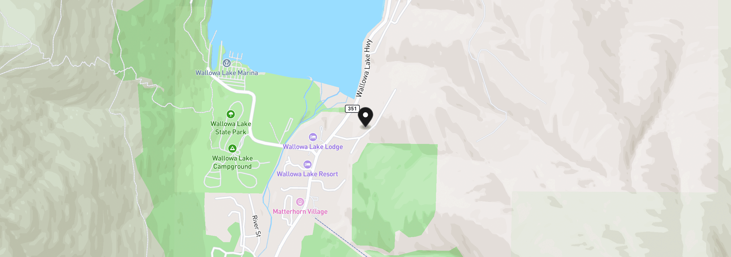 Map showing the location of Arapahoe Rd, Wallowa Lake, OR 97846