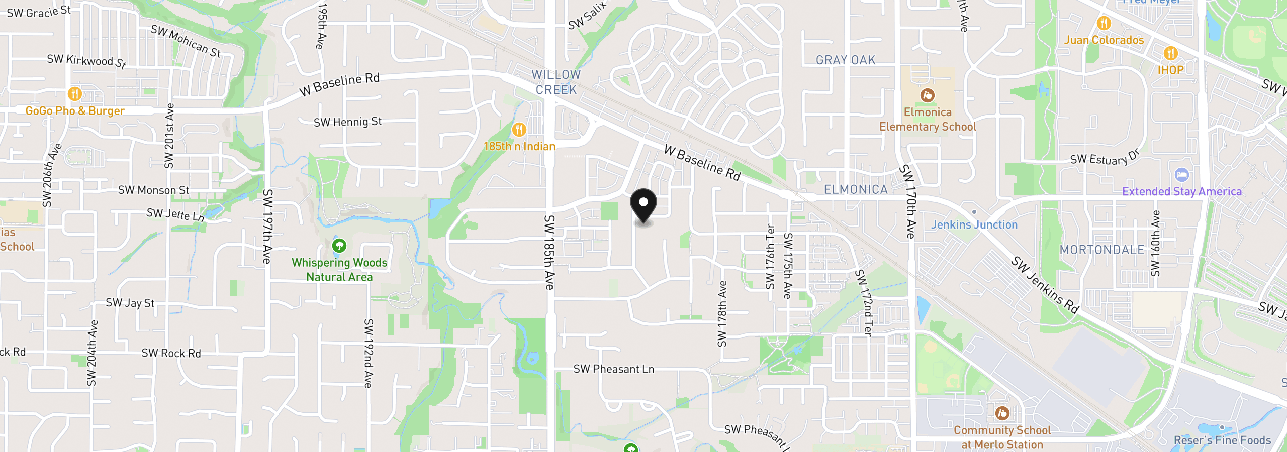 Map showing the location of 18092 SW Haggerty Ln, Beaverton, OR 97003