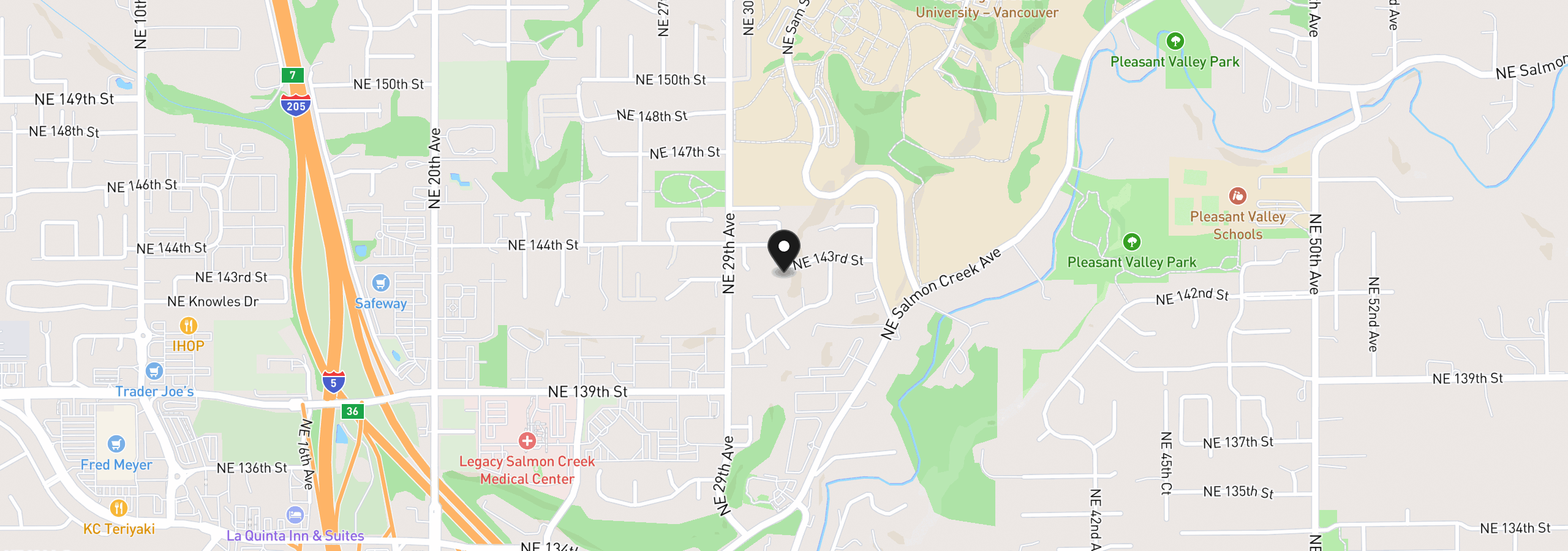 Map showing the location of 3101 NE 143rd St, Vancouver, Wa 98686