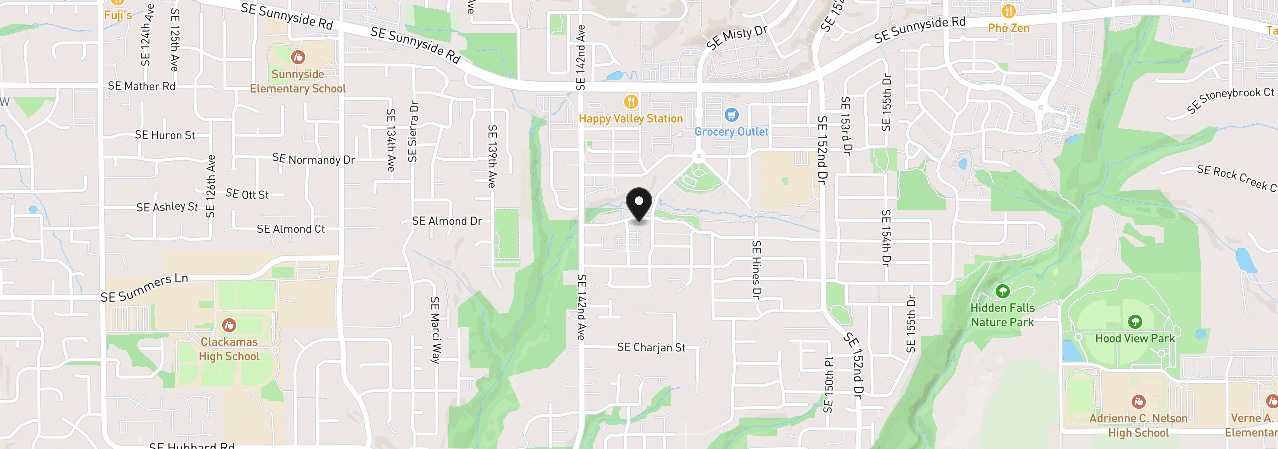 Map showing the location of 14452 SE Territory Dr, Clackamas, OR 97015