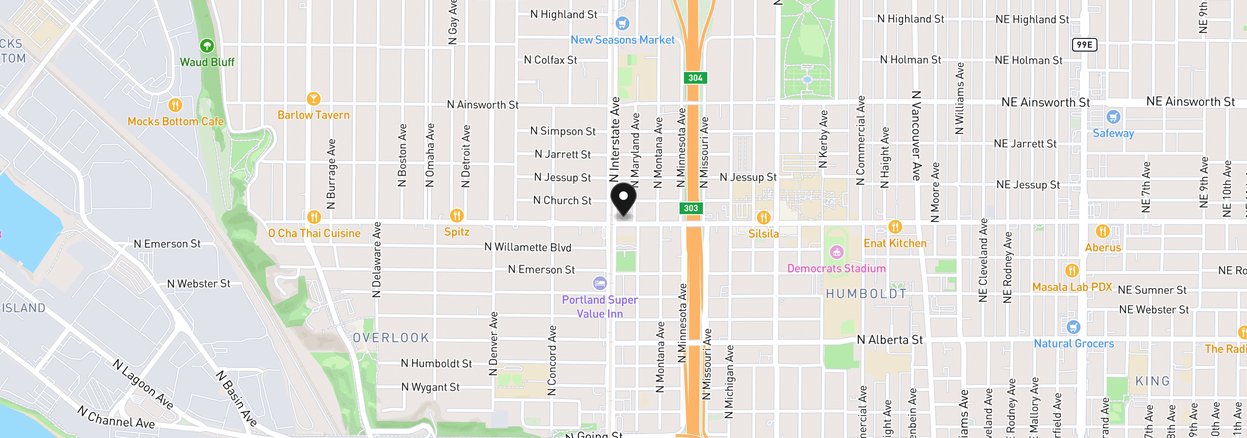 Map showing the location of 1455 N Killingsworth St 319, Portland, OR 97217