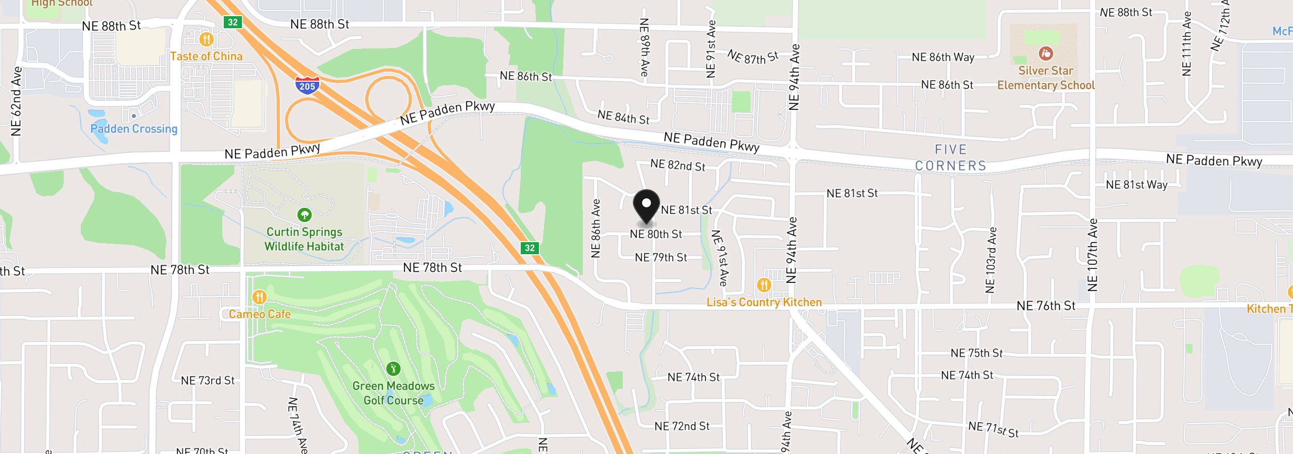 Map showing the location of 8812 NE 80th St, Vancouver, Wa 98662