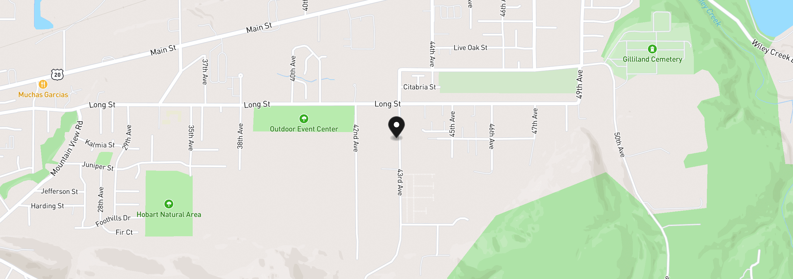 Map showing the location of 1182 43rd Ave, Sweet Home, OR 97386