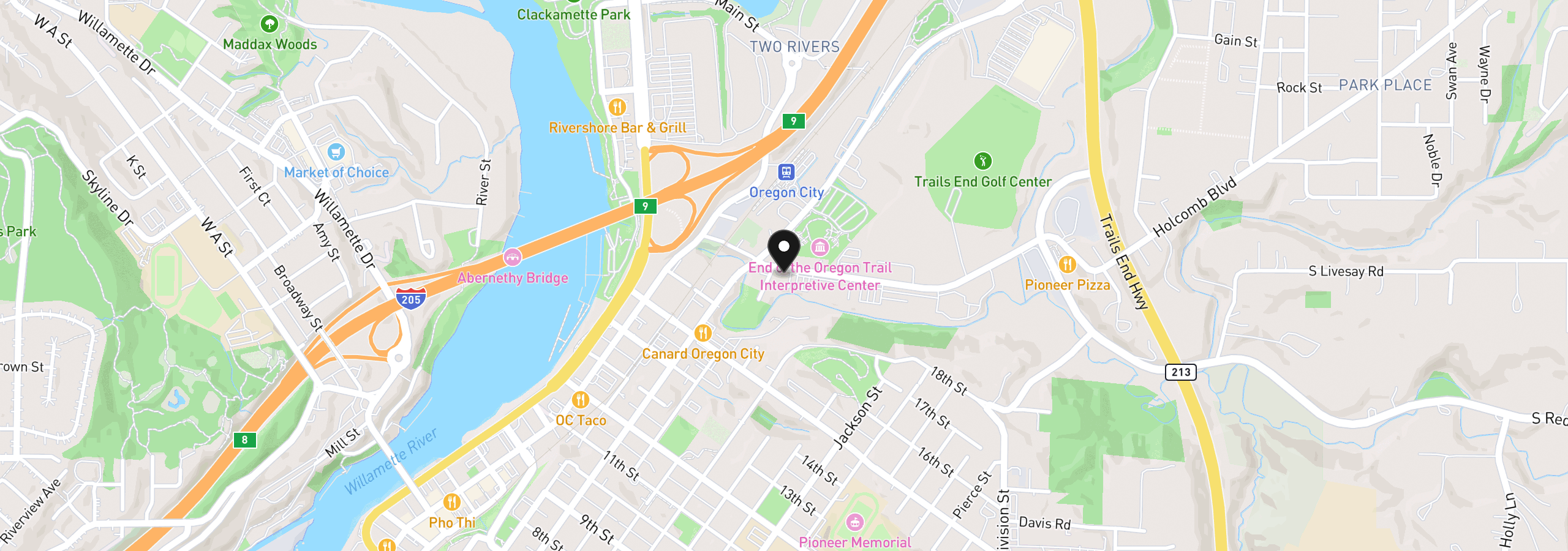 Map showing the location of 504 Abernethy Rd, Oregon City, OR 97045