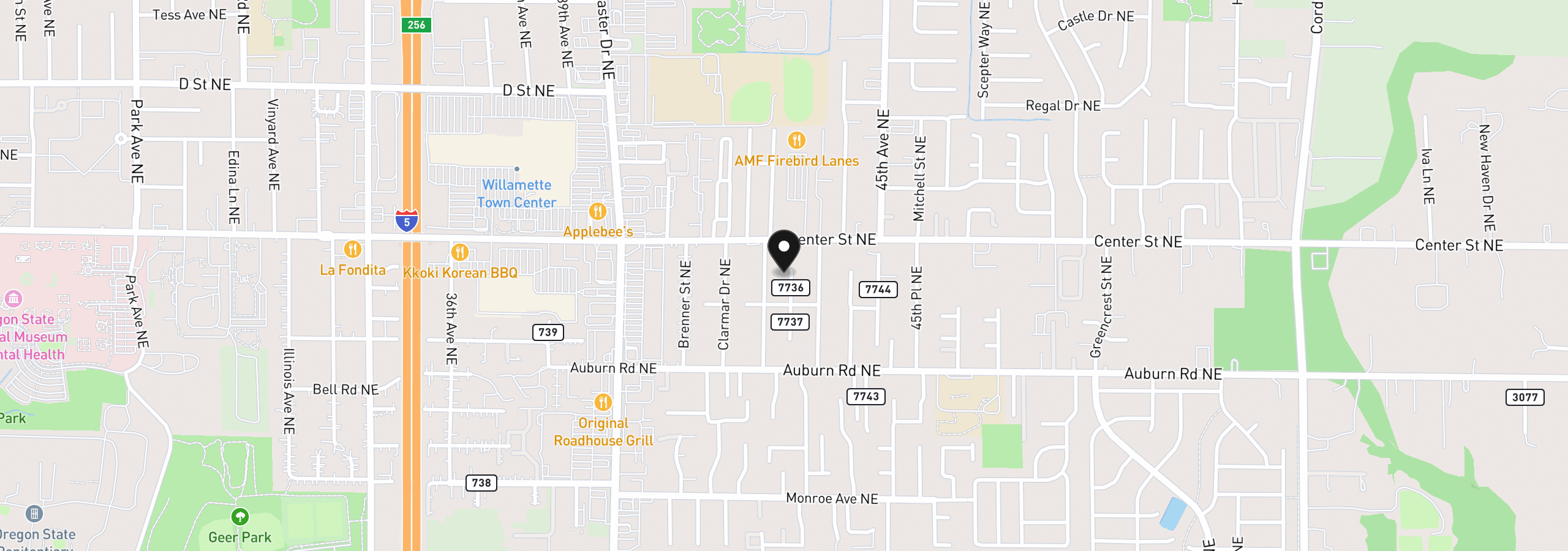 Map showing the location of 635 NE Blair Ct, Salem, OR 97301