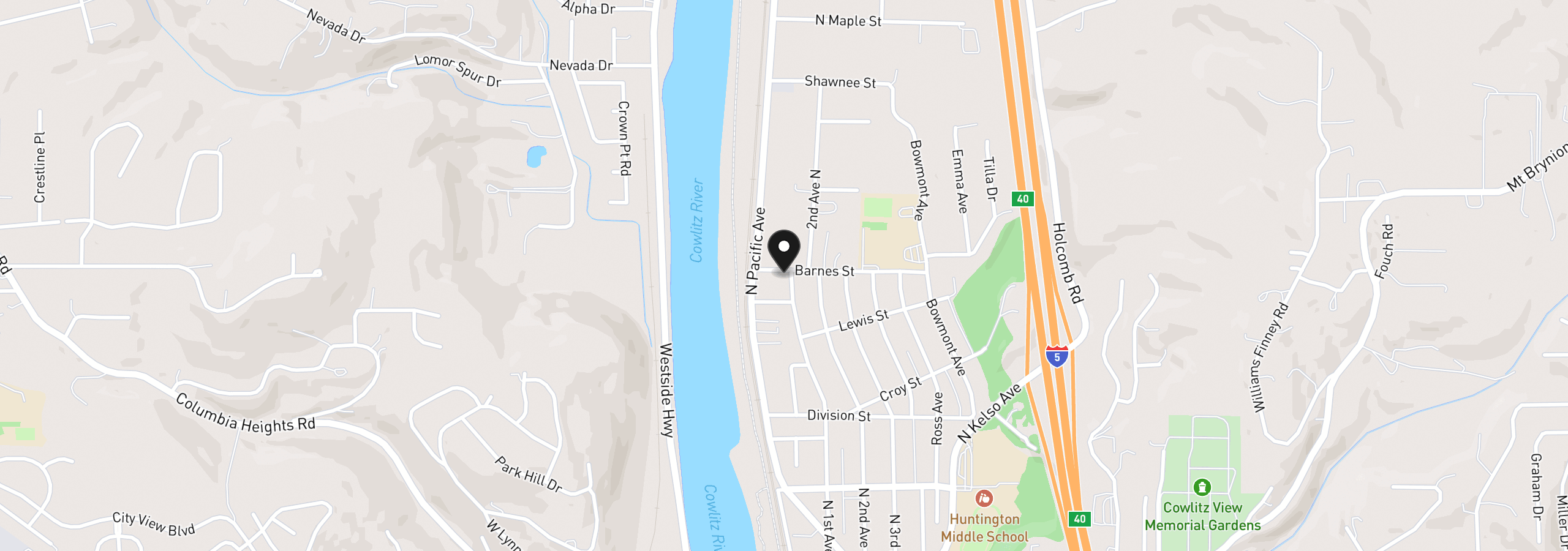 Map showing the location of 1519 N 1st Ave, Kelso, Wa 98626