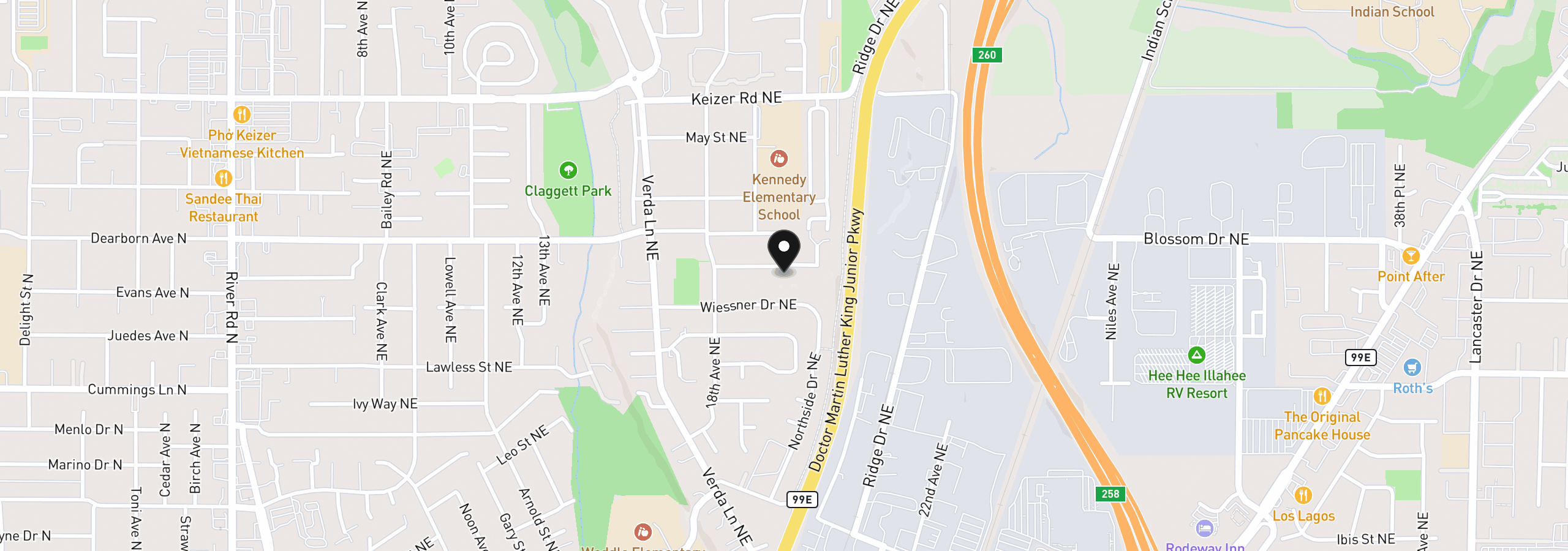 Map showing the location of 1968 Brandon Ave NE, Keizer, OR 97303