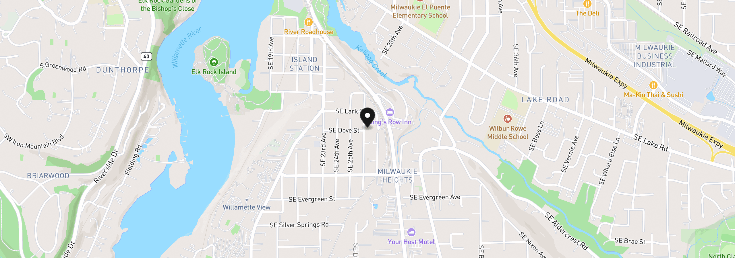 Map showing the location of 12434 SE 26th Ave, Milwaukie, OR 97222