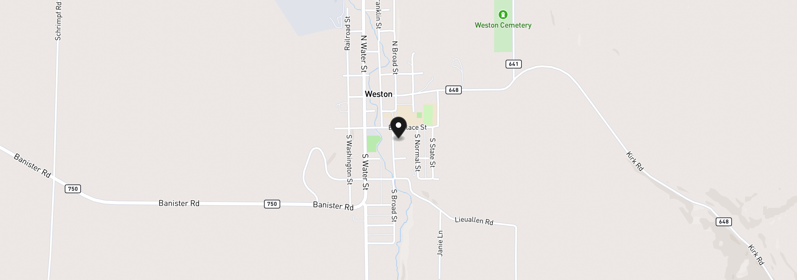 Map showing the location of 307 Broad St, Weston, OR 97886