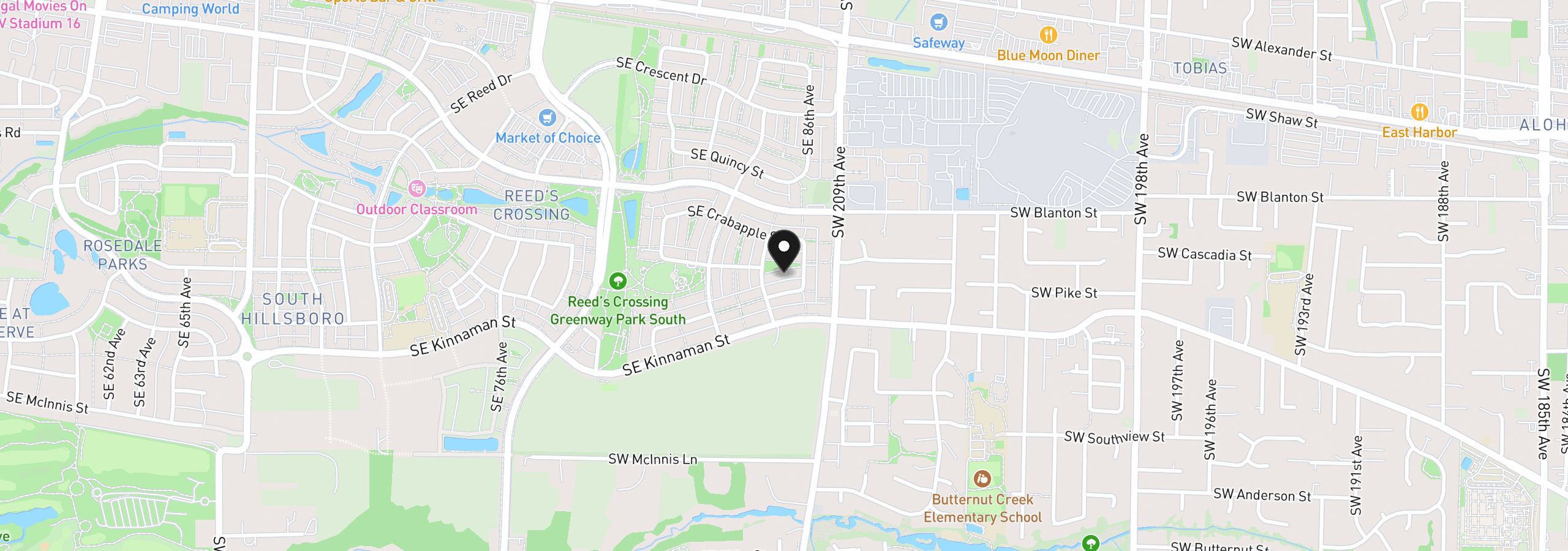 Map showing the location of 8537 SE Stonecrop Ln, Hillsboro, OR 97129
