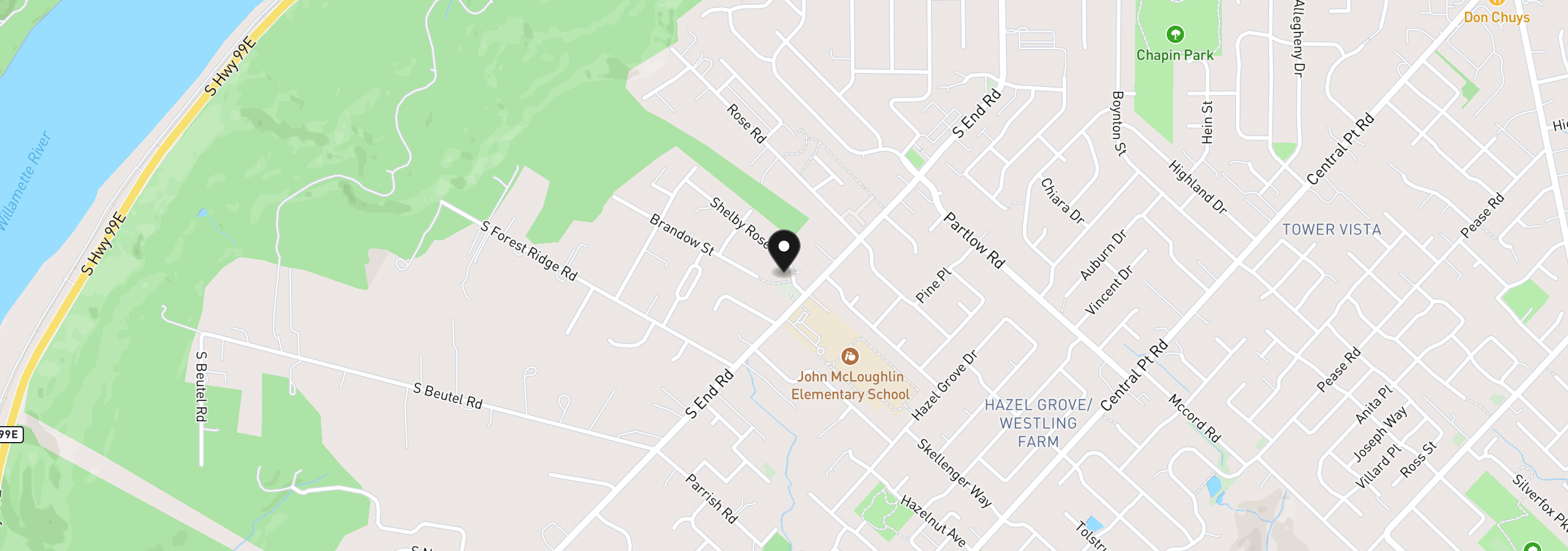 Map showing the location of 11531 Shelby Rose Dr, Oregon City, OR 97045