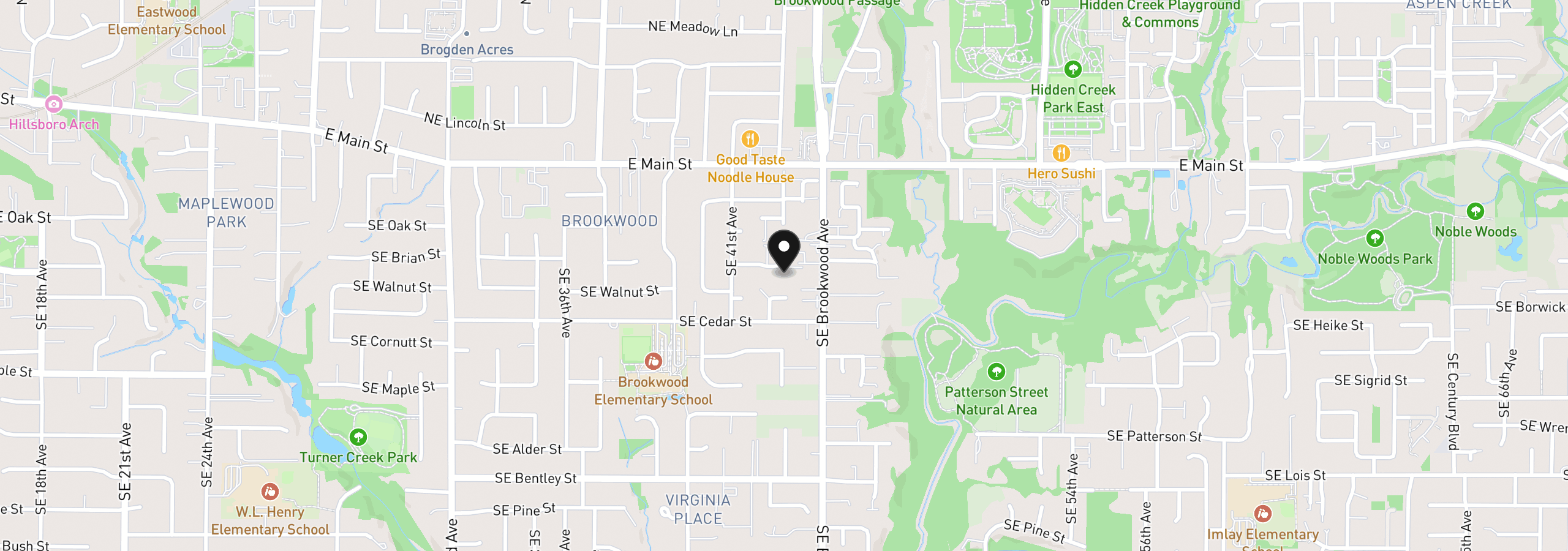 Map showing the location of 4274 SE Oak St, Hillsboro, OR 97123
