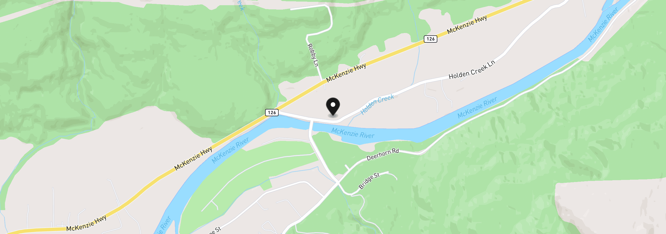 Map showing the location of 41895 Holden Creek Ln, Springfield, OR 97478