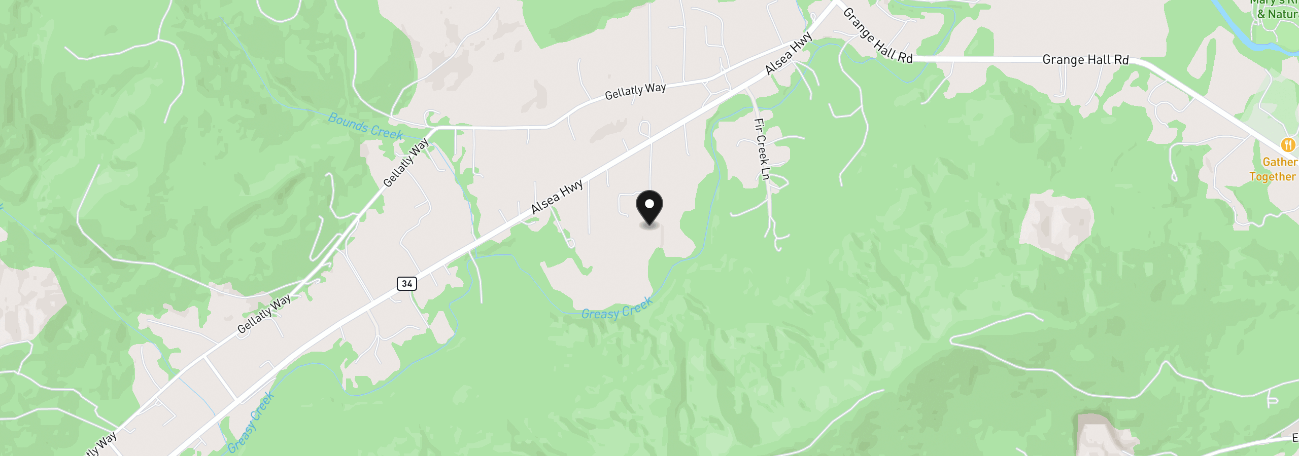 Map showing the location of 32816 Hartless Hill Ln, Philomath, OR 97370