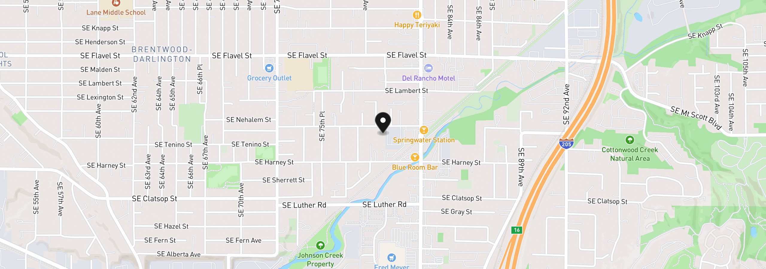 Map showing the location of 7928 SE Crystal Springs Blvd, Portland, OR 97035
