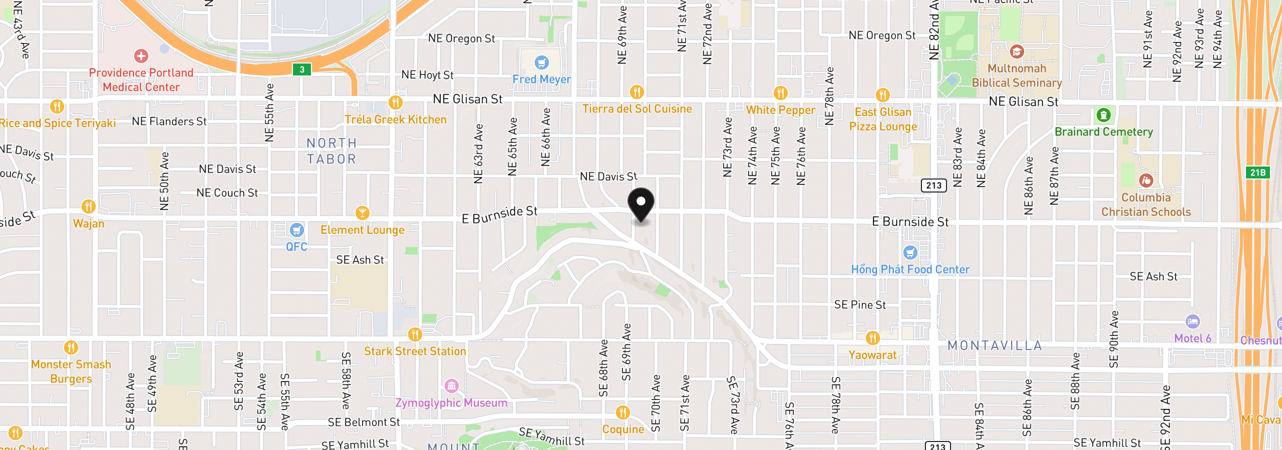 Map showing the location of 26 SE 69th Ave, Portland, OR 97215