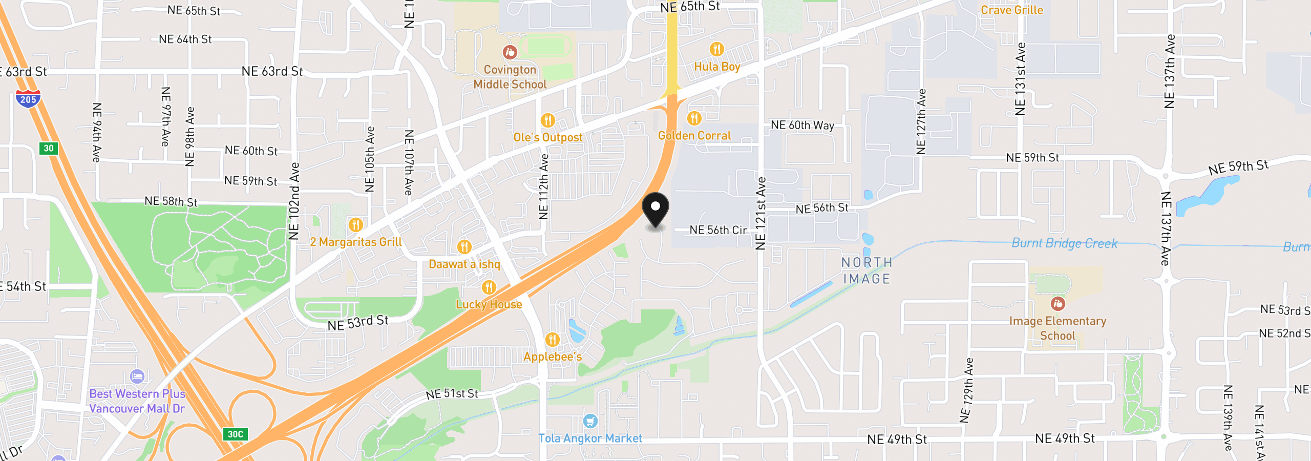 Map showing the location of 5404 NE 121st Ave 95, Vancouver, Wa 98682