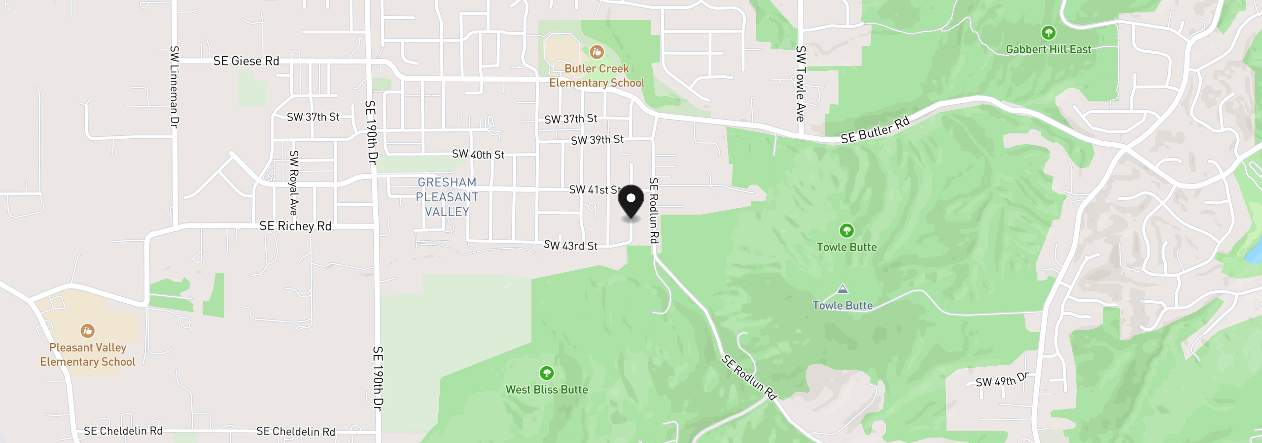 Map showing the location of 3606 SW Lillyben Ave, Gresham, OR 97080