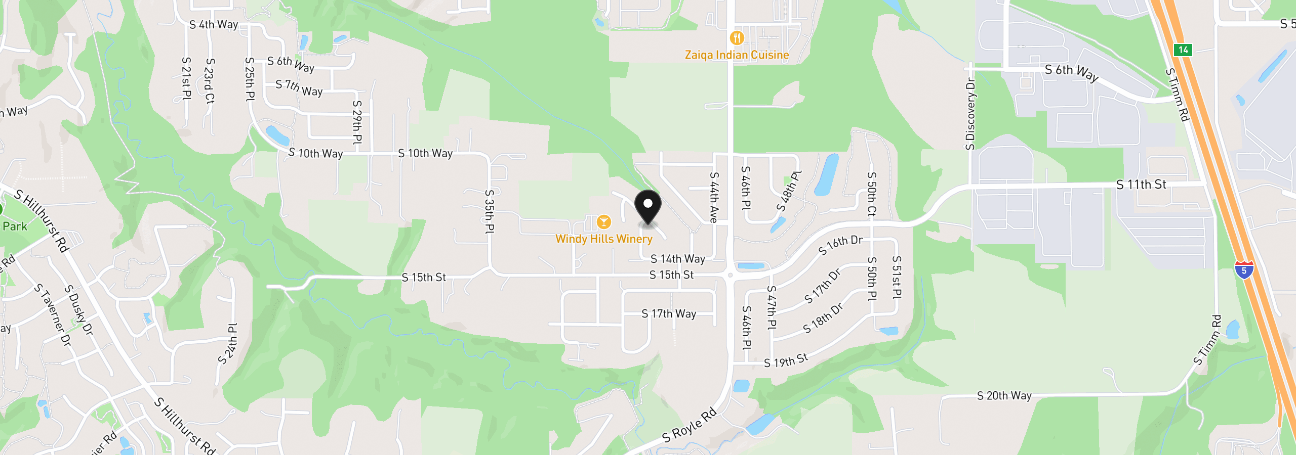 Map showing the location of 1300 S 41st Pl, Ridgefield, Wa 98642