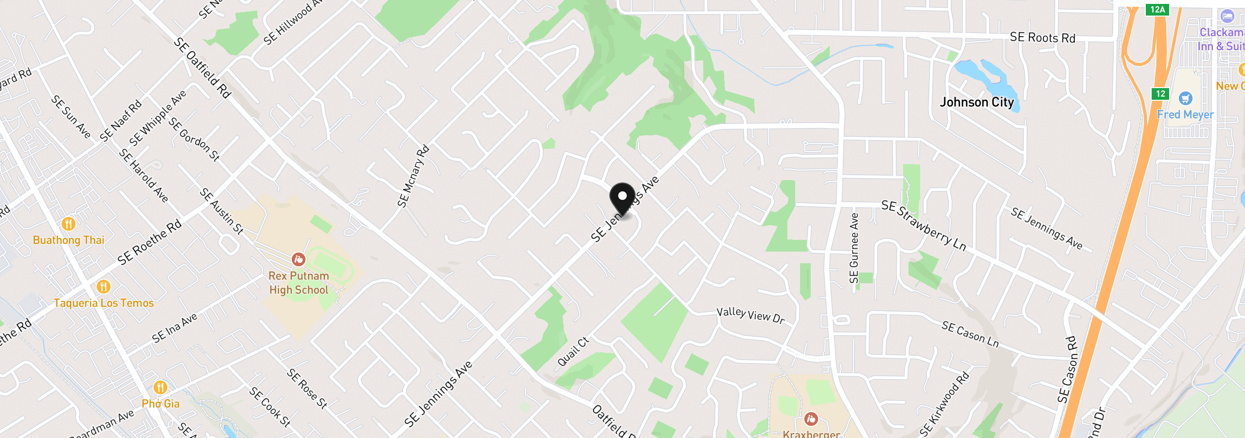 Map showing the location of 6614 SE Jennings Ave, Milwaukie, OR 97267