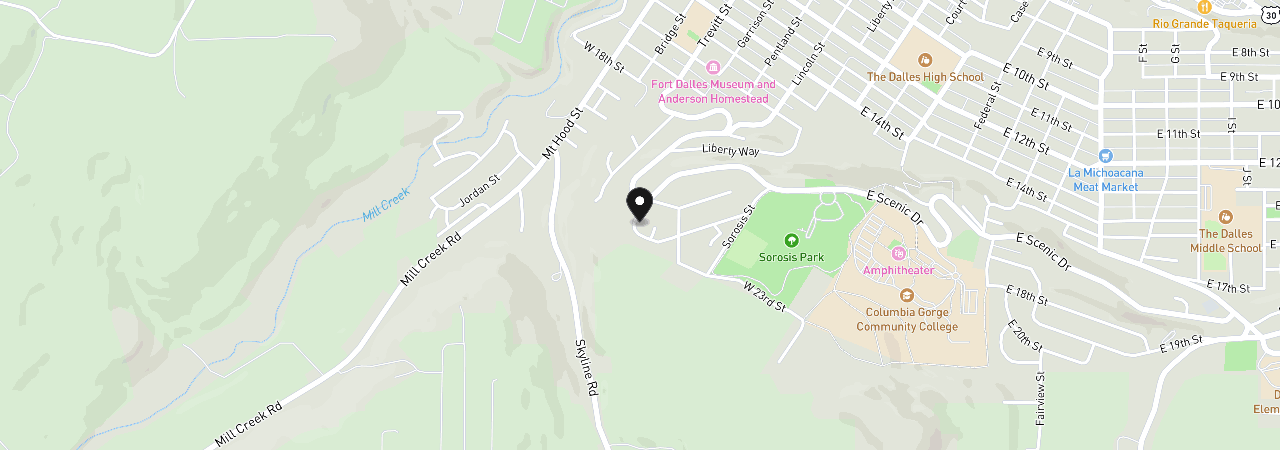 Map showing the location of 435 W 21st St, The Dalles, OR 97058