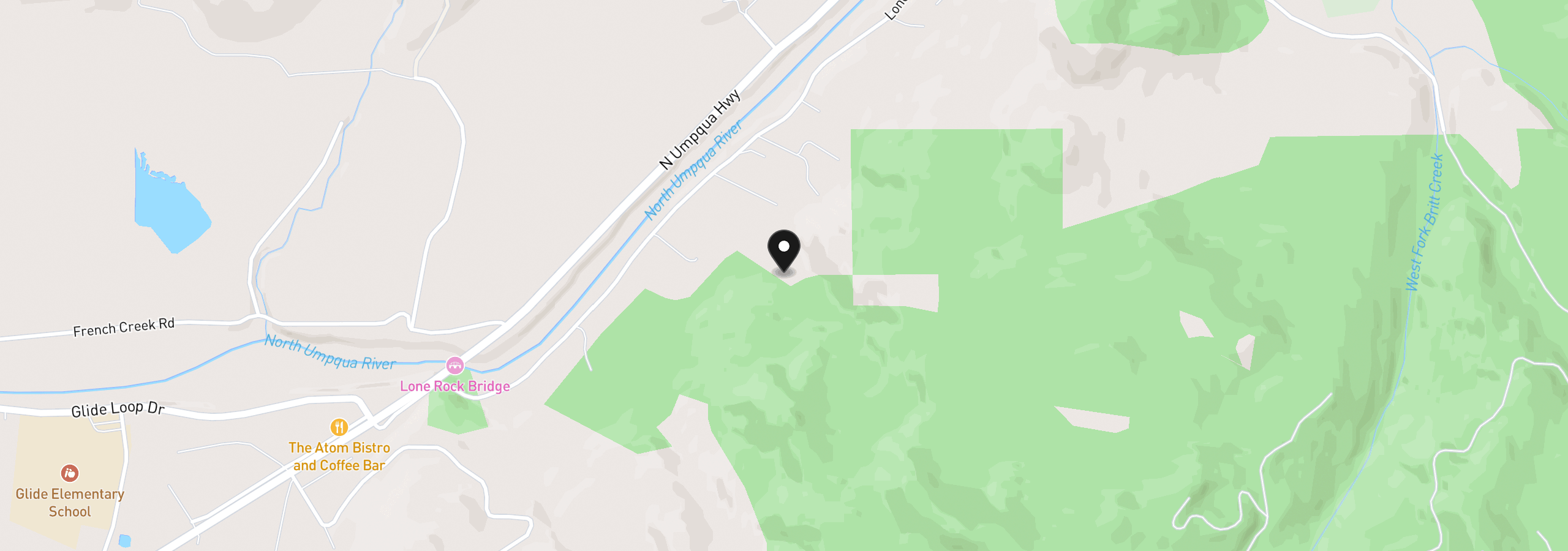 Map showing the location of 781 Lone Rock Rd, Glide, OR 97443