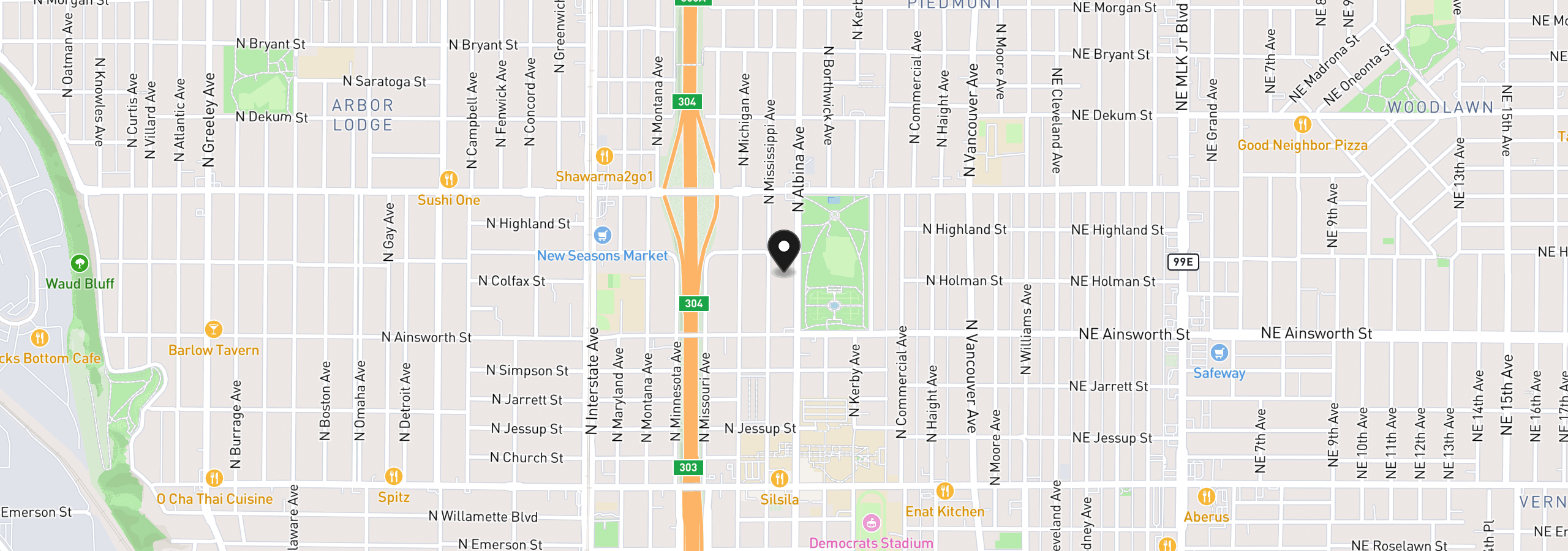 Map showing the location of 6181 N Albina Ave 5, Portland, OR 97217