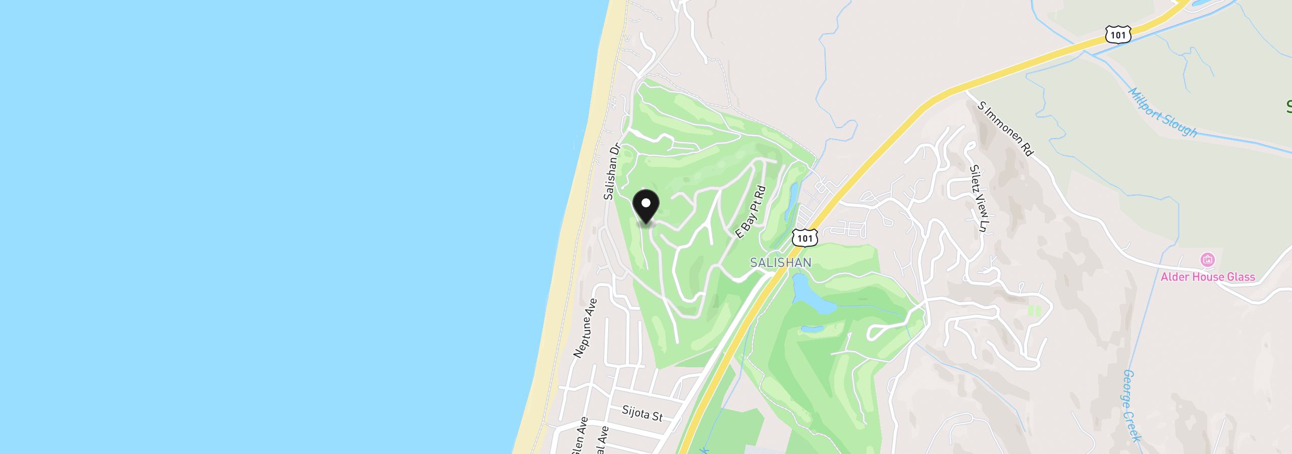 Map showing the location of 115 W Bay Point Rd, Gleneden Beach, OR 97388