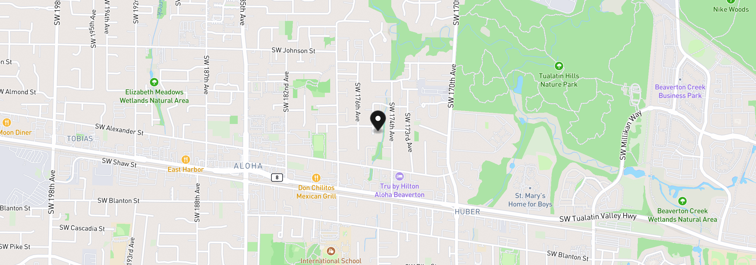 Map showing the location of 3310 SW 175th Ave, Beaverton, OR 97003