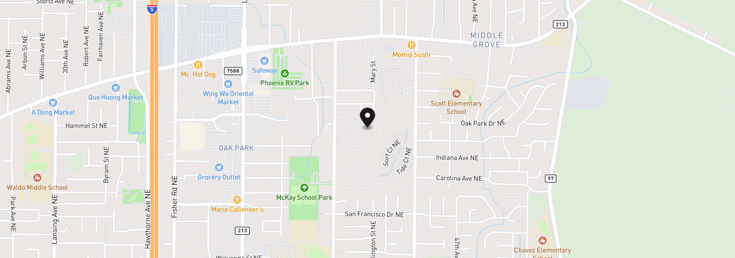 Map showing the location of 3042 Colleen St, Salem, OR 97305