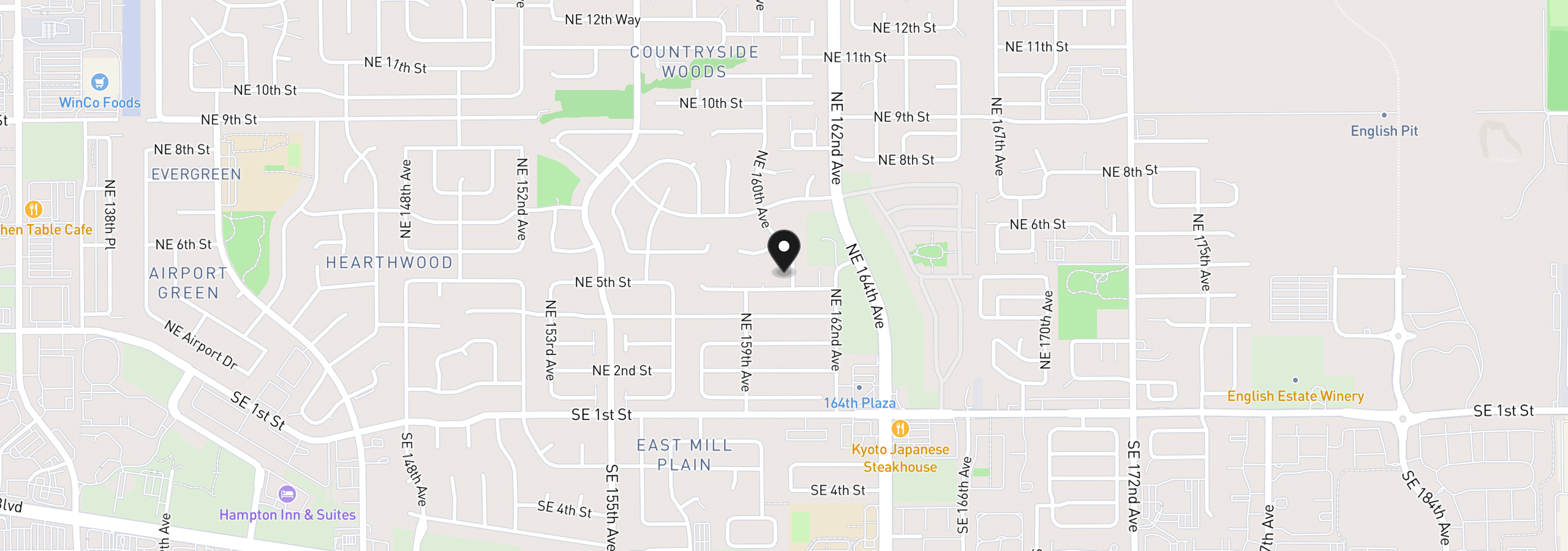 Map showing the location of 414 NE 160th Ave, Vancouver, Wa 98684