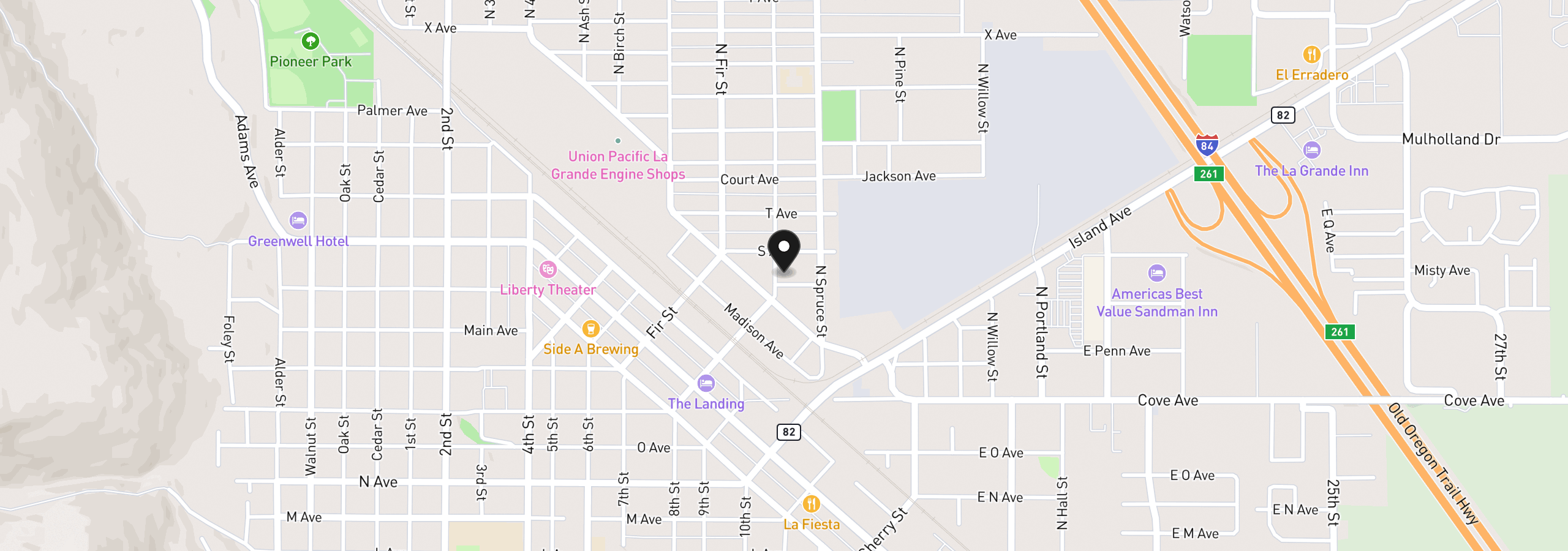 Map showing the location of 1503 R Ave, La Grande, OR 97850