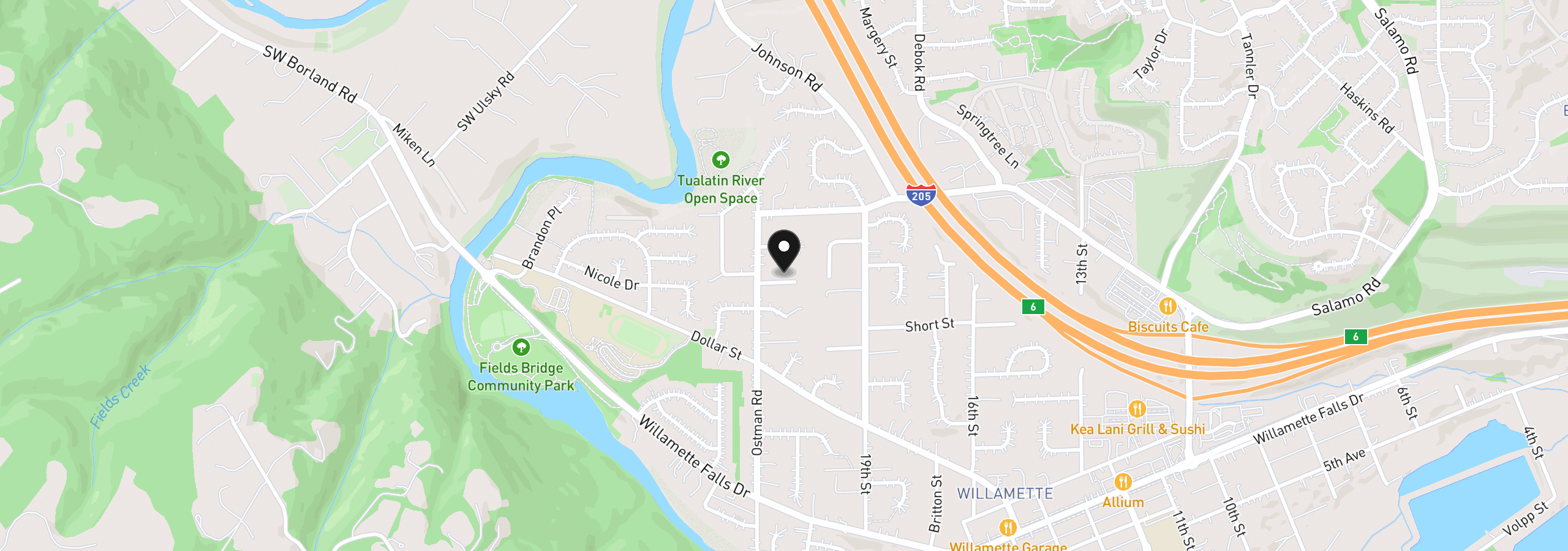 Map showing the location of 1120 Douglas Dr, West Linn, OR 97068